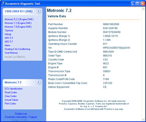 Informations sur le calculateur testeur de diagnostic Porsche Durametric