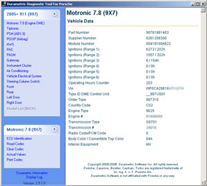 Informations sur le calculateur testeur de diagnostic Porsche Durametric