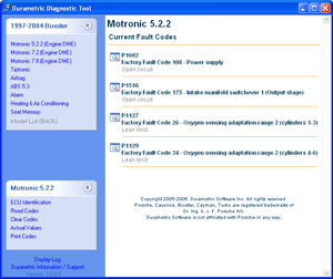 Codes de panne du testeur de diagnostic Porsche Durametric