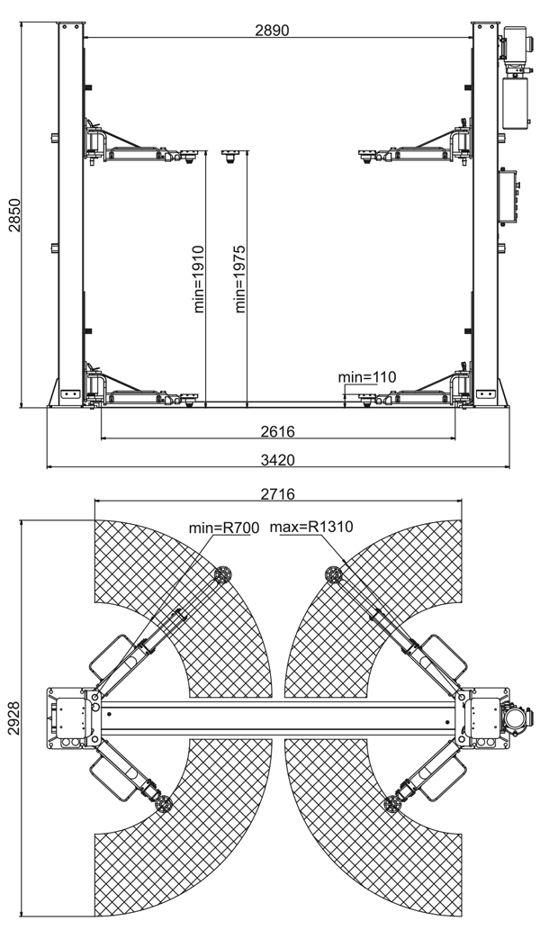 Dama HDM4.0T/2 2 Post Lift