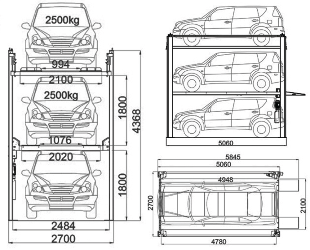 Dama HDM3NP 3 Level Parking Lift