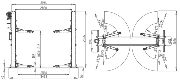 Dama HDM4000H 2 Post Lift