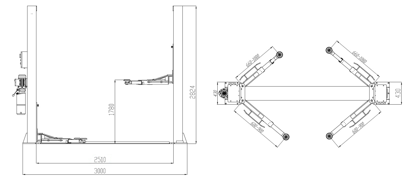 Dama HDM4200N 2 Post Lift