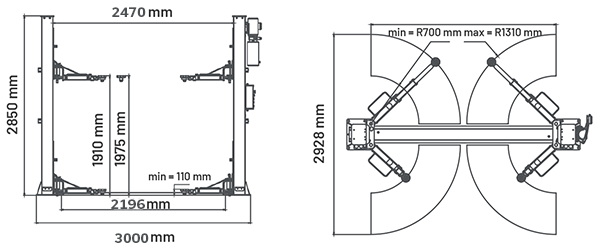 Dama HDM4.2TN 2 Post Lift Dama HDM4.2TN 2 Post Lift