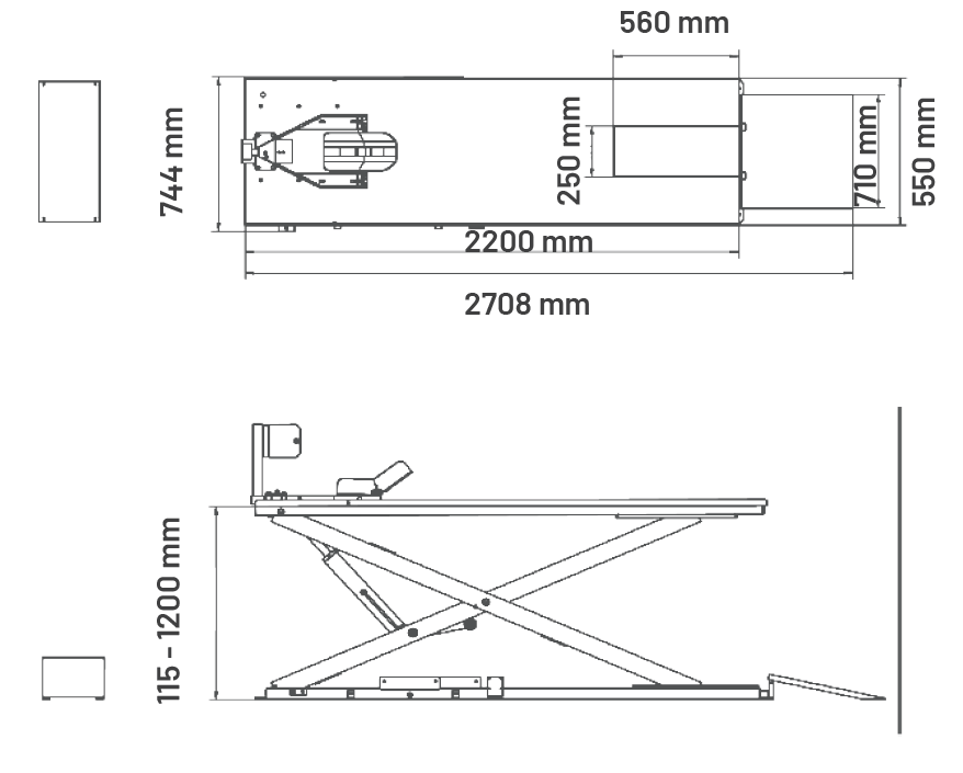 Dama HDM500M Motorcycle Lift Drawing