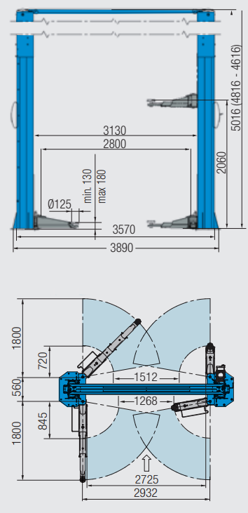 Ravaglioli KPX337 Baseless 2 Post Lifts