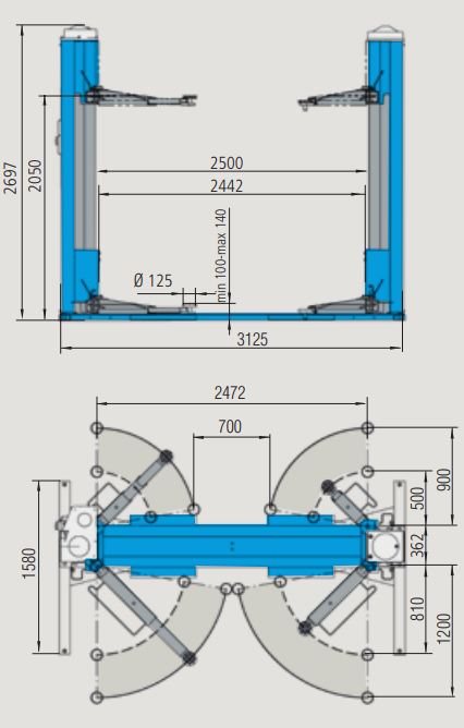 Ravaglioli KPS306HEK 2 Post Vehicle Lift