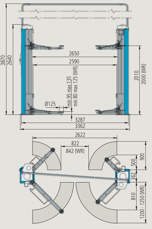 Ravaglioli KPX337 Baseless 2 Post Lifts