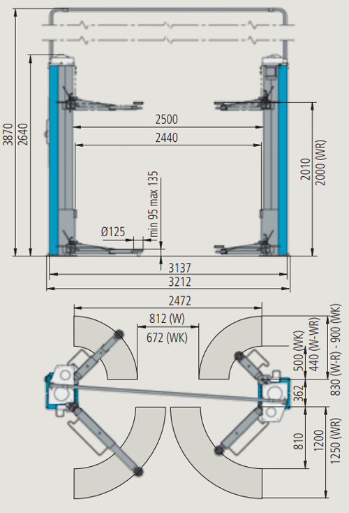 Hickleys Ravaglioli KPX337 Baseless 2 Post Lifts