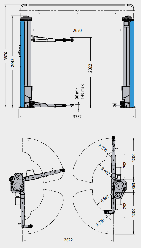 Ravaglioli KPX357EV 2 Post Vehicle Lift